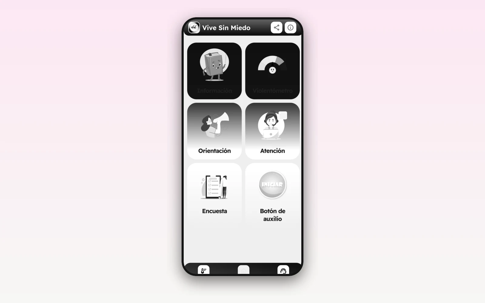 Vive Sin Miedo — App de prevención de violencia — App móvil de prevención de violencia de género: botón de auxilio, violentómetro y mapa de instituciones
